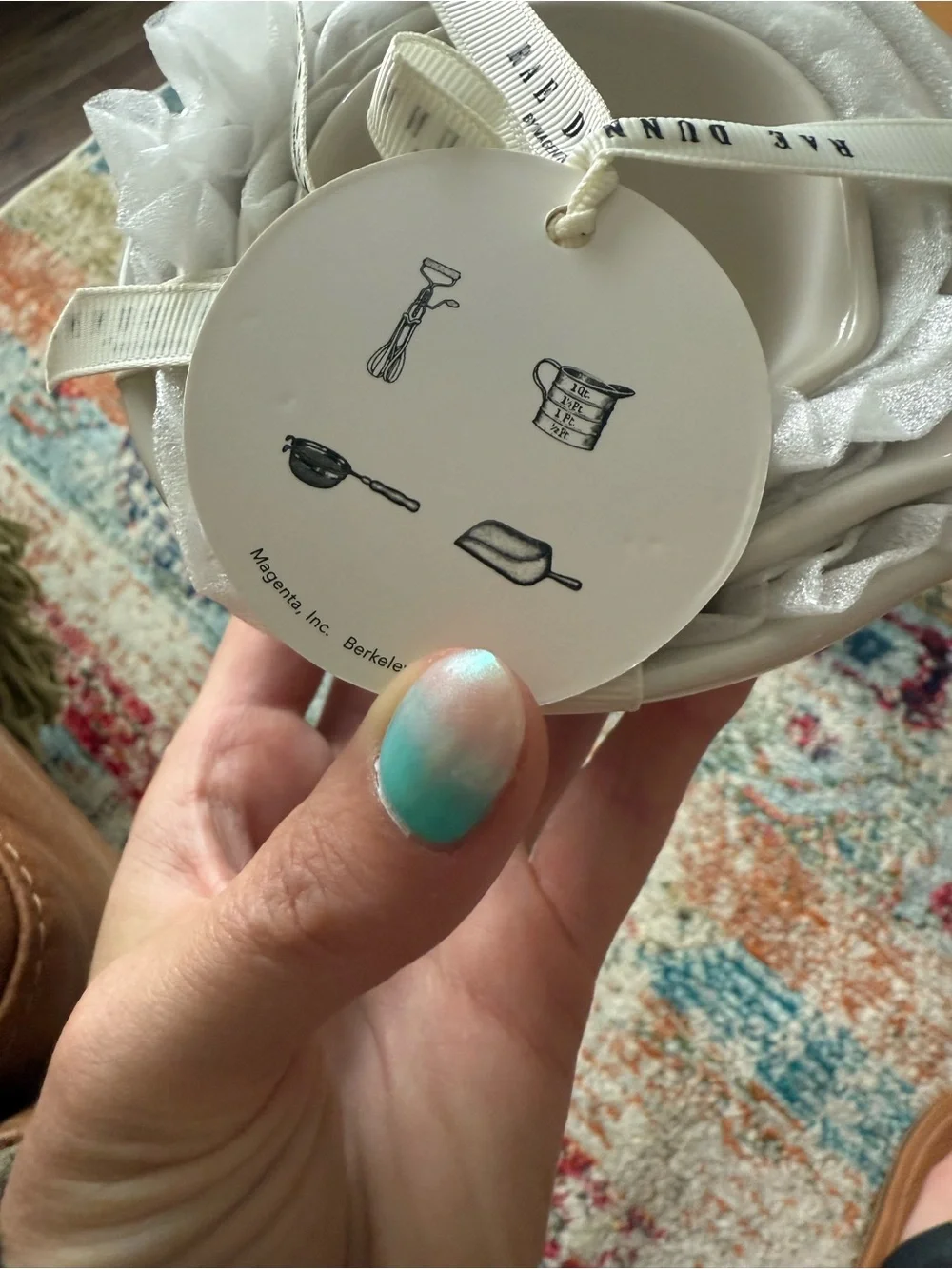 Rae Dunn White Ceramic Crock with Black Hand Mixer Graphic